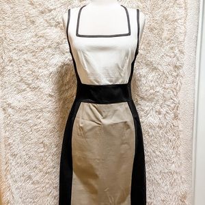 Sleeveless color block sheath dress